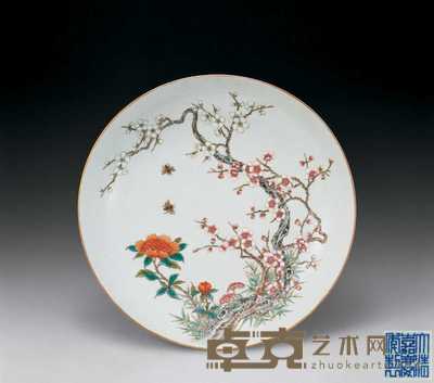 清嘉庆 粉彩花卉盘 直径26.2cm